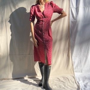 FARROW Red Floral 30s Inspired Dress